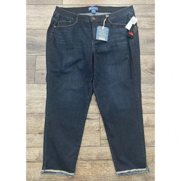 NWT Democracy Jeans Ab Solution High Rise Skinny Dark Wash Rhinestone 22W New - Picture 1 of 6